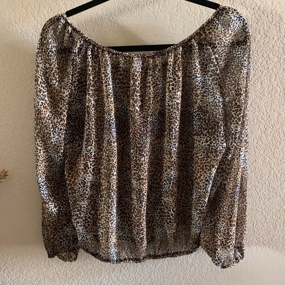 Speechless Leopard Prnt Peasant Long Sleeve Blouse - Picture 6 of 8